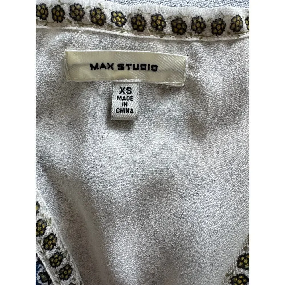Max Studio | NWOT BOHO Style Long Sleeve Smocked Waist Fit & Flare Dress Size XS - Picture 5 of 9